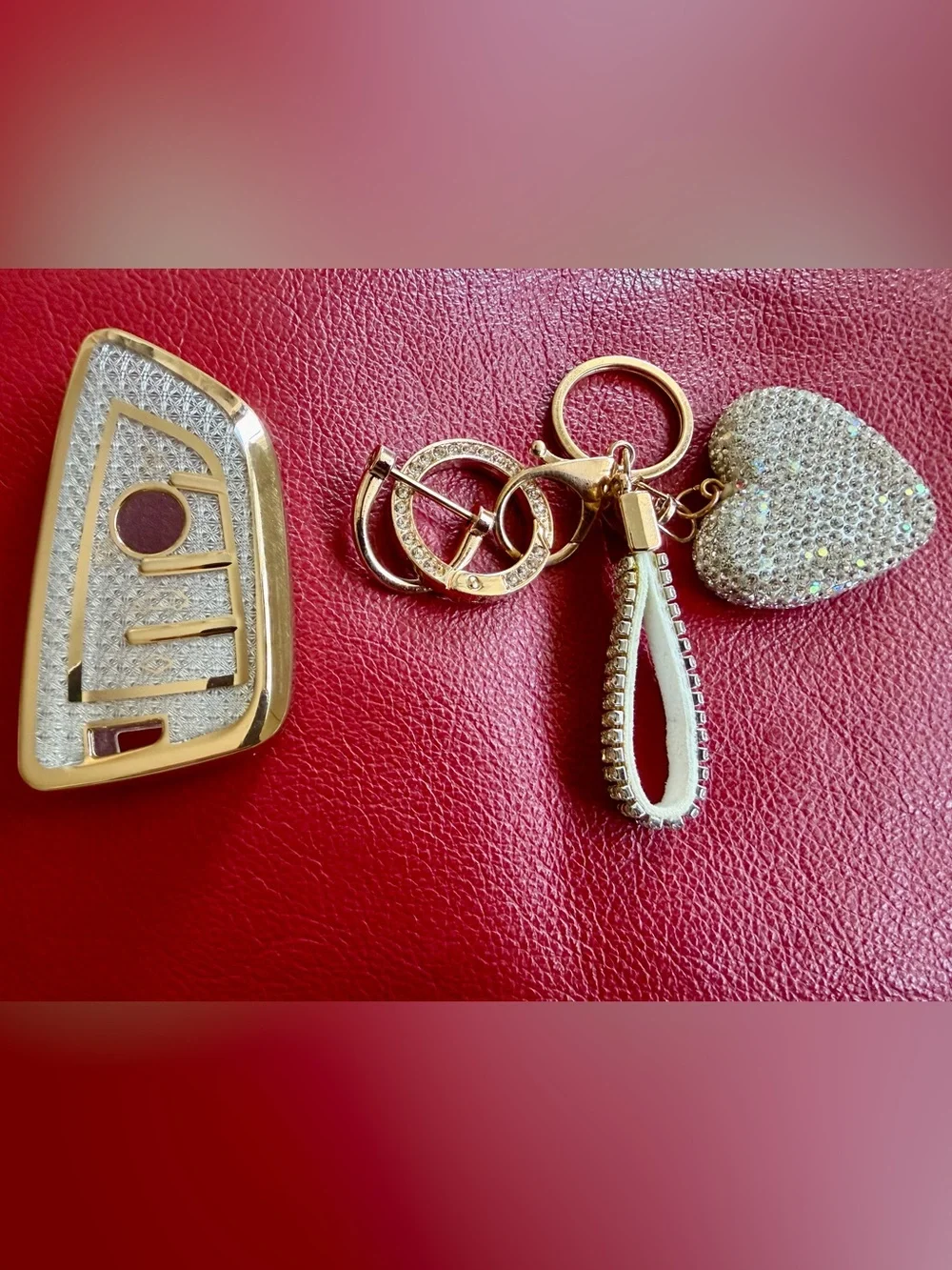 Gold-Tone Fancy Crystal Keychain and Key Cover For BMW X3